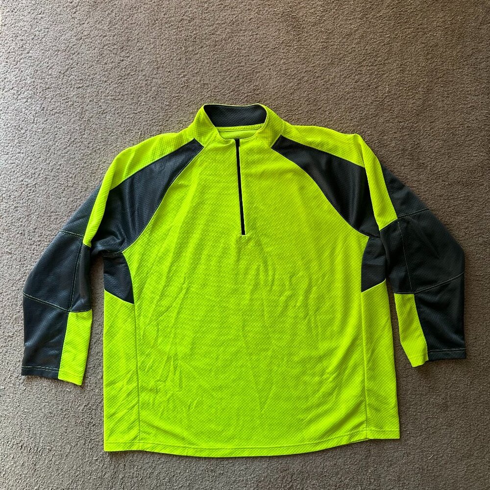 Lands End Sweater Mens 2XL 1/4 Zip Mock Neck High Visibility The Outfitters